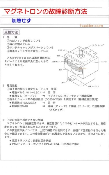 日立純正部品のパーツショップ、電子レンジマグネトロン